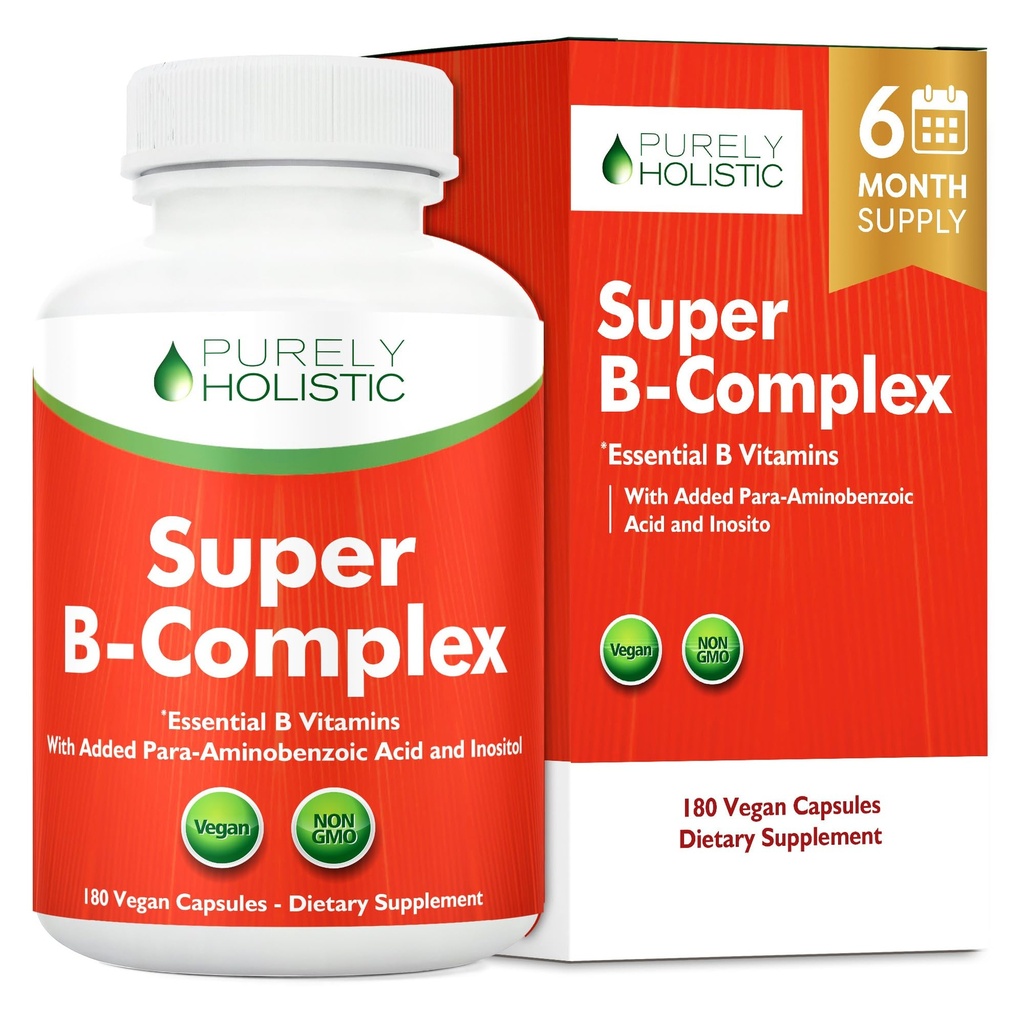 Vitamina B Complex - 8 Super B Complex Vitamine con Choline & Inositol, Vitamine B1, B2, B3, B5, B6, B8, B9 & B12 - B100 Complex - 180 Vegan Capsule - 6 mesi di fornitura - Made in the USA