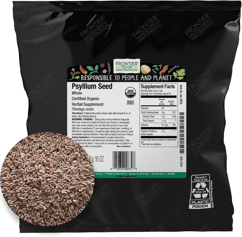 Frontier Coop Organico intero Psyllium Seed 1lb