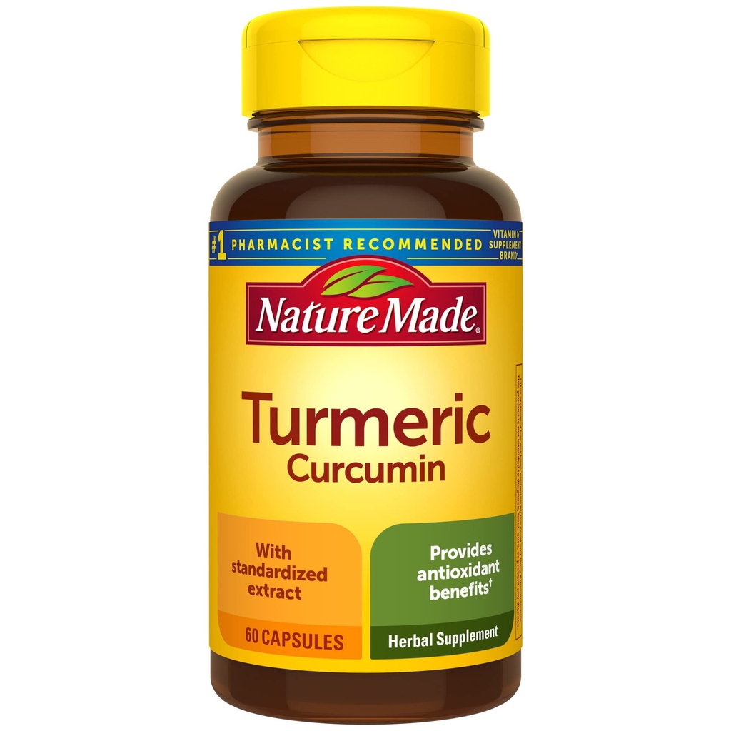 Curcumina di curcuma di natura fatta 500 mg, supplemento di erbe per il supporto antiossidante, 60 capsule, alimentazione di 60 giorni