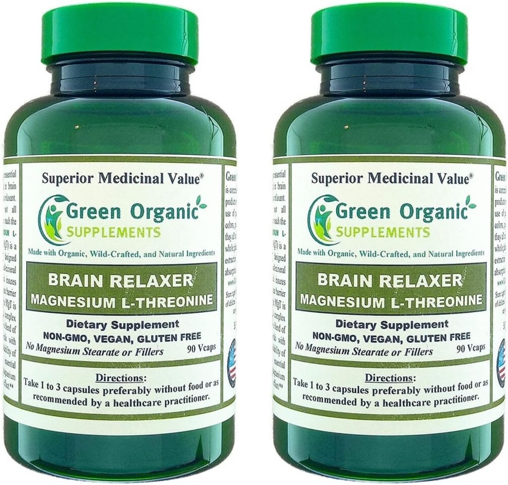 Integratori organici verdi Magnesio L-Threonine 90 VCaps (Pacchetto di 2)