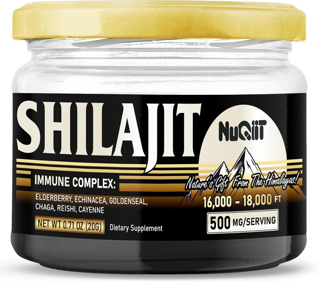 20 Gr - Shilajit Resinand Immune Support Blend Elderberry, Echinacea, Goldenseal, Chaga, Reishi e Cayenne