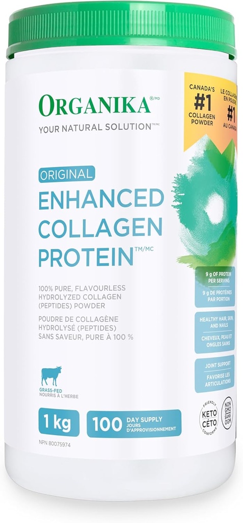 Collage potenziato originale Organika, Collage idrolizzato puro al 100% (peptidi) Polvere, 1kg