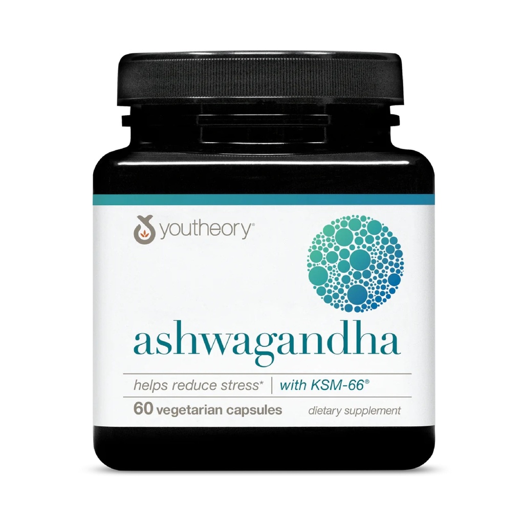 Youtheory Ashwagandha - 1.000 mg - Energy, Sleep, Stress & Cortisol Support Supplement - Miscela di erbe adaptogenic con Organic KSM-66 Ashwagandha & Ginger - 60 capsule vegetariane (30-Day Supply)