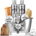 Regali di mens, Kit per ginocchiere, Kit per ginocchiere per ragazzo papà, Lui, 11pc Beard Raddrizzatore per la cura dei cuscinetti, Beard Growth and Trimming Gift, Beard Wash Growth Oil & More