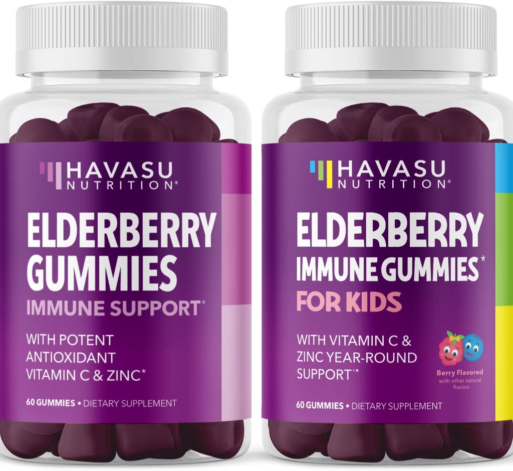 Gummie di sambuco di famiglia con zinco e vitamina C Integratori di erbe Ingrediente per il supporto potente antiossidante Difesa immunitaria (Adult e bambini)