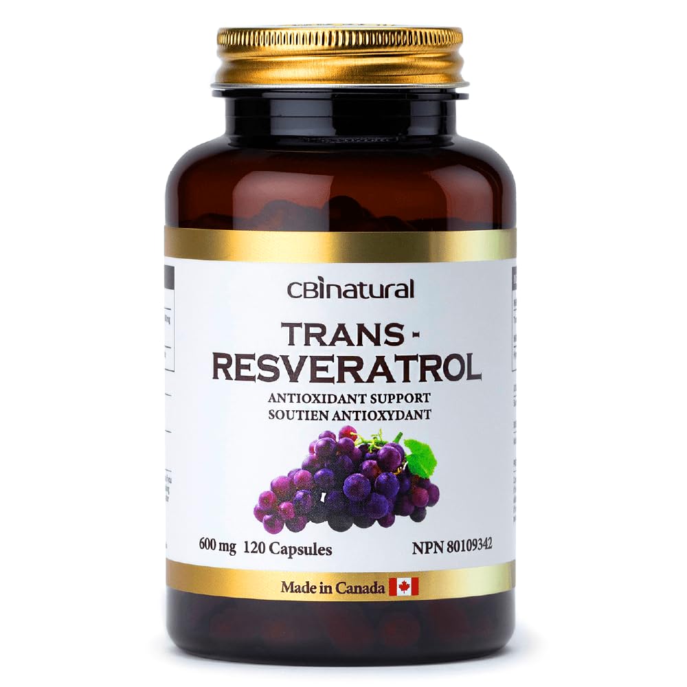 Trans-Resveratrolo 600mg, Antiossidante ad alta potenza, Supporta la salute cellulare e l'invecchiamento sano, 120 capsule vegane, alimentazione a 4 mesi, non OGM, senza glutine