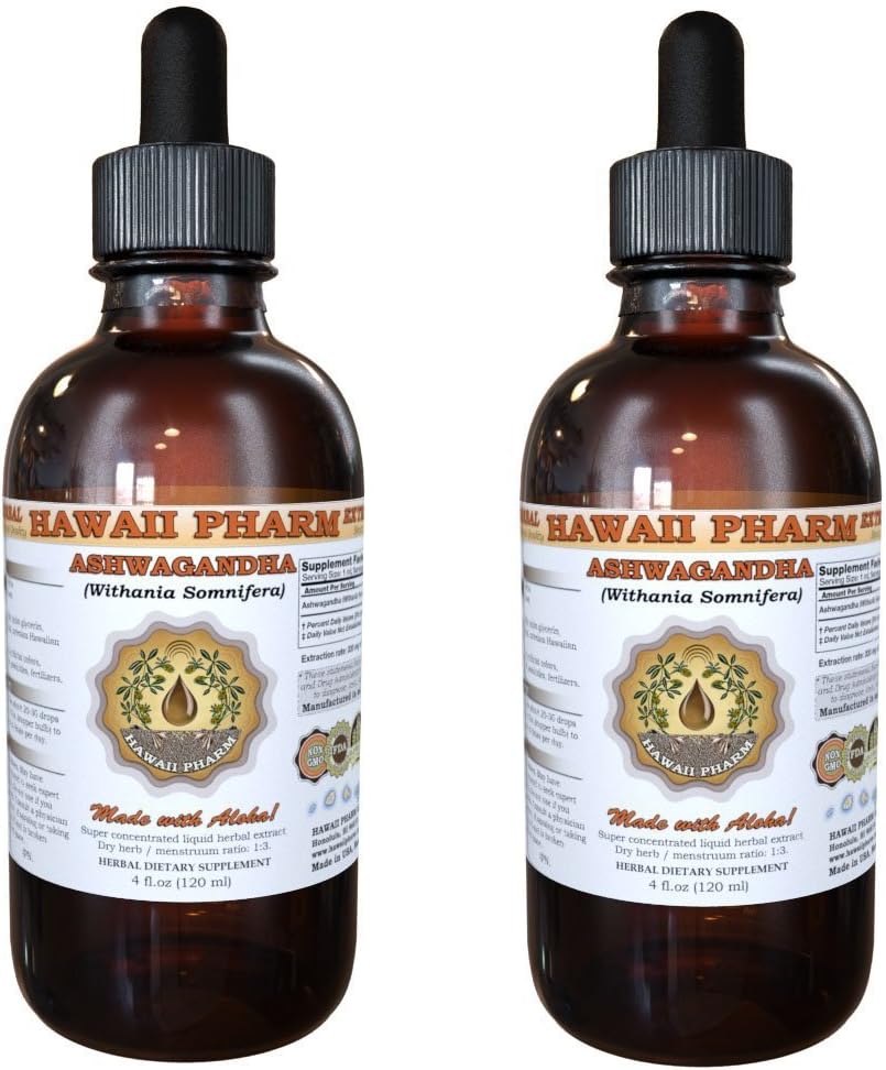 Estratto di liquido di Ashwagandha, Organic Ashwagandha (Withania Somnifera) Dried Root Tincture Supplemento 2x4 oz