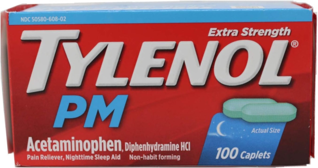 TYLENOL PM Extra resistenza dolore Reliever/Nighttime Sleep Aid Caplets 100 ea