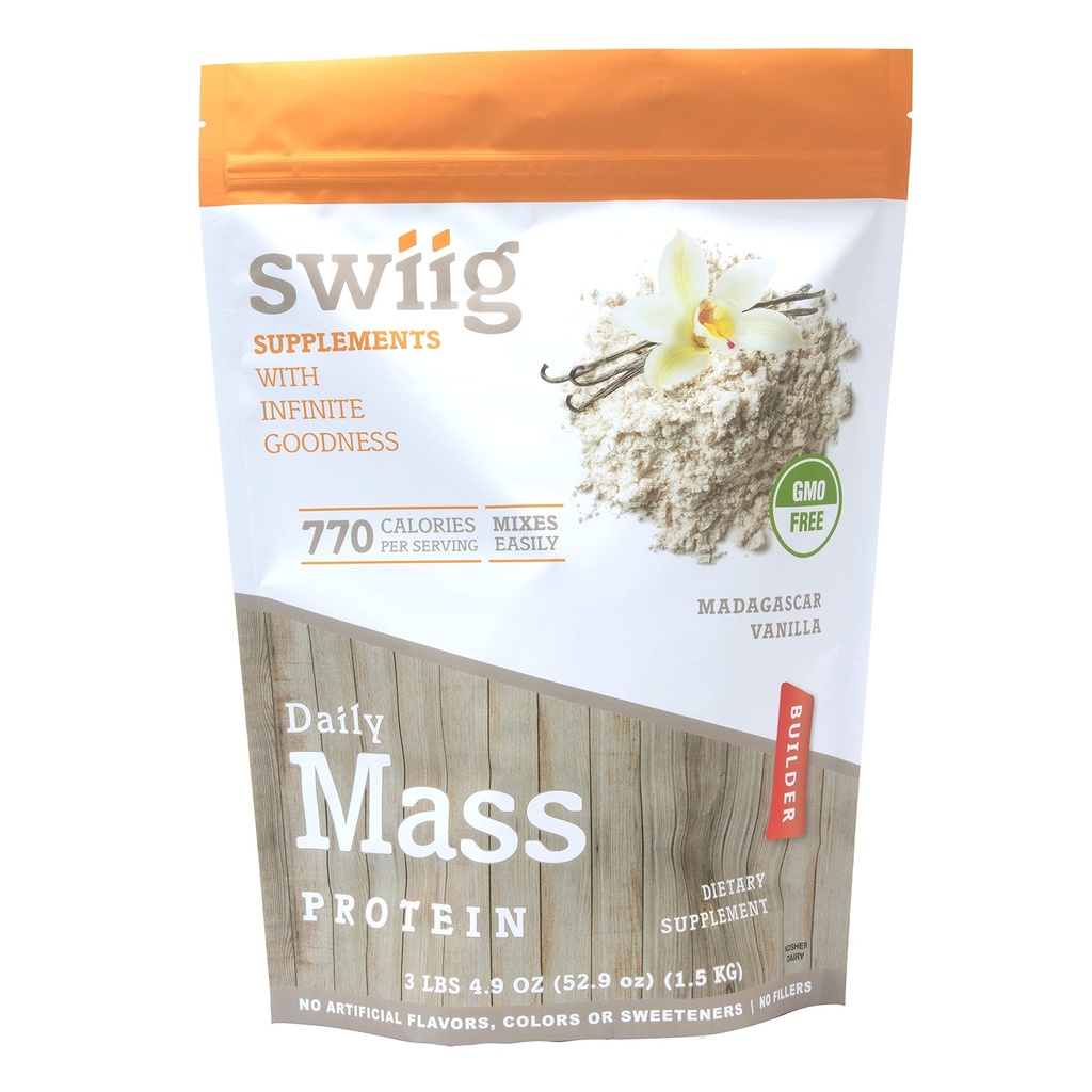 polvere di proteine del costruttore di massa, vaniglia del Madagascar, nessun ingredienti di OGM, nessun aroma artificiale, colori o dolcificanti, nessun filler, 3.3 Pound Bag