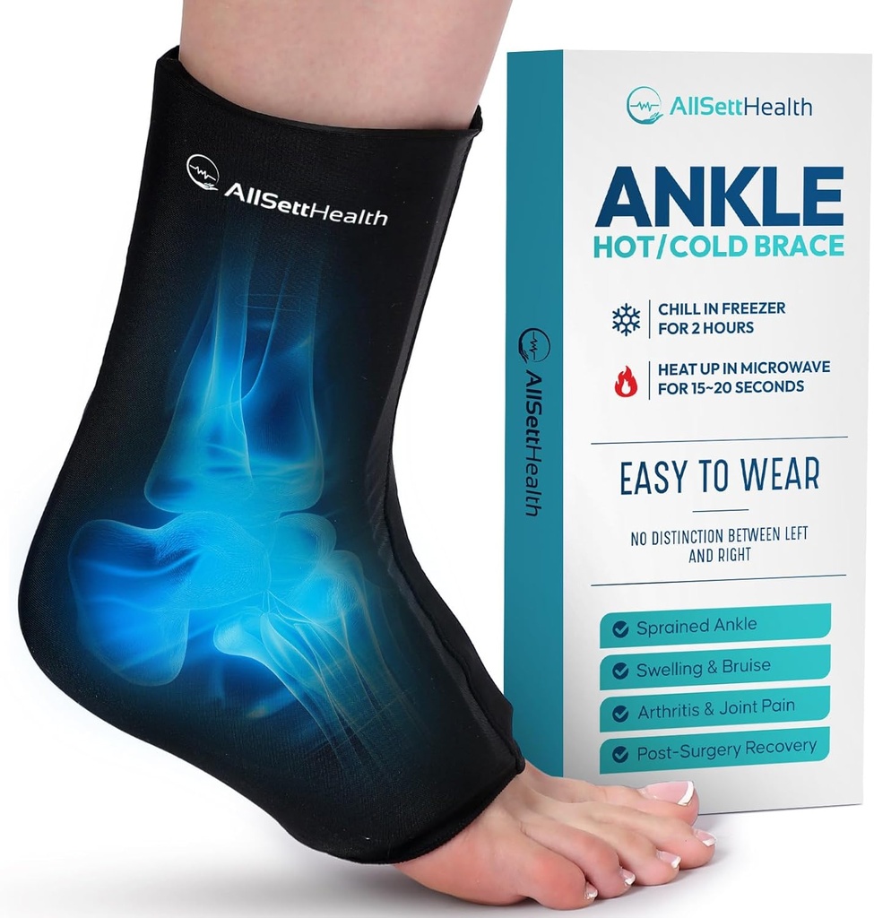 Ankle Ice Pack Wrap for Swelling - Terapia Calda/Cold Ice Wrap per Rilievo del dolore del piede, Rilievo del dolore del tallone, Fascite plantare, Malattia della Tendonite di Achille, Compressione della caviglia Sprained, Piccolo/Medio