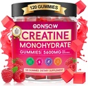 Creatina Monoidrato Gummies per Uomini & Donne 120 CT - 5600mg di Creatina Monoidrato per Serve - Vegan, Sugar Free Chewable Creatina Monoidrato per la Forza Muscolare, Energy Boost (Raspberry Flavor)
