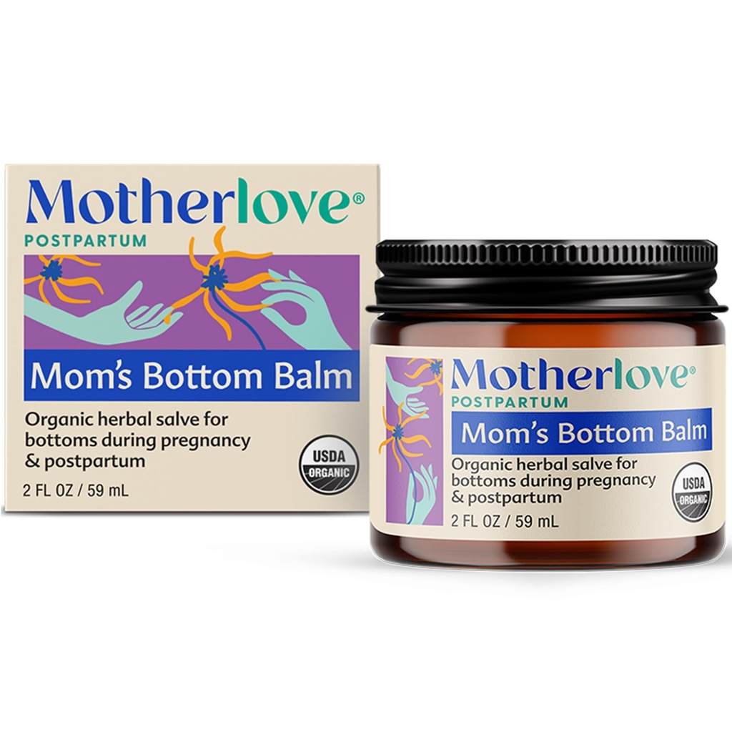 Motherlove Mom's Bottom Balm (2 oz) Organic Herbal Salve w/Witch Hazel per i fondali durante la gravidanza & postpartum — Non-Ointment