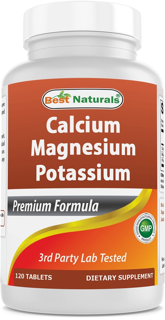 Best Naturals Calcium Magnesium Potassium - 120 compresse - Non OGM & Gluten Free