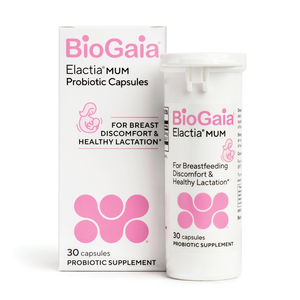 BioGaia Elactia Breastfeeding Probiotic | Integratori di Lattazione | Neonati Essentials and Probiotics for Both Mom & Baby | Supplemento giornaliero per lattazione sana | 30 conte | Buon allattamento al seno