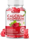 Calcio Magnesio Zinco con vitamina D3 Supplemento, Zucchero Gratuito Calcium Gummies per le donne Uomini, Alti assorbenti Zinc Gummies per Bone & Muscle & Immune Health, Vegan Raspberry Flavor - 60 Conte