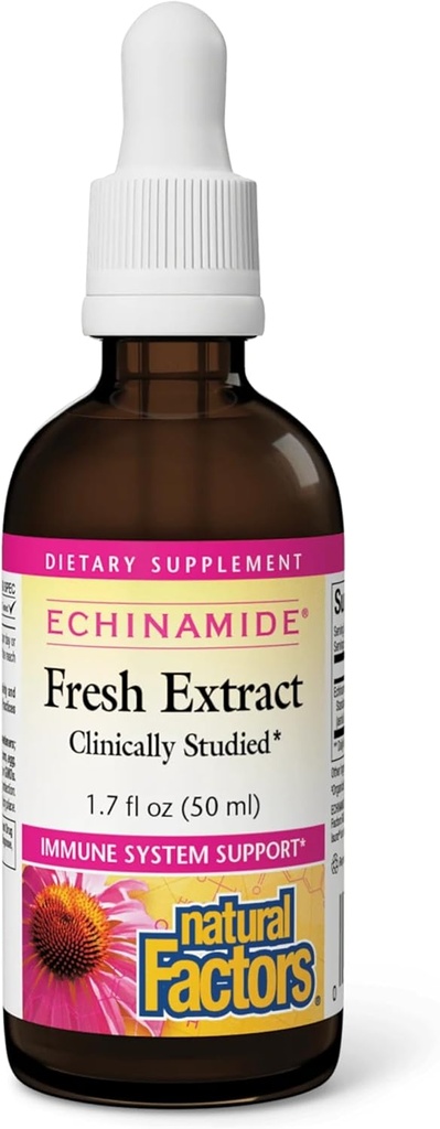Fattori naturali - Echinamide Echinacea Estratto di erbe fresche, Supporto di sistema immunitario, 30 Serve (1.7 oz)