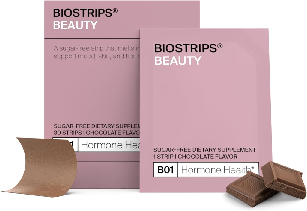 BIOSTRIPS® Strisce di salute dell'ormone per le donne | Equilibrio dell'ormone quotidiano senza zucchero con Vitex, Maca, Ginseng, Suntheanine® | Supporto PMS, Acne ormonale, Perimenopause Supplementi Donna | Vegan, 30 Ct
