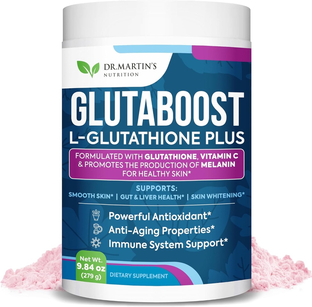 Polvere di Glutathione 6970mg per sbiancamento della pelle migliorata con collagene & vitamina C | Brightens Skin & Ridurre la pigmentazione | Formula anti-invecchiamento | Antiossidante potente | Supporta Immune, Gut & Liver Health