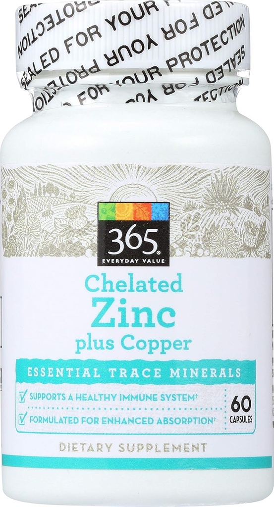 365 da Whole Foods Market, Chelated Zinc plus Copper, 60 ct
