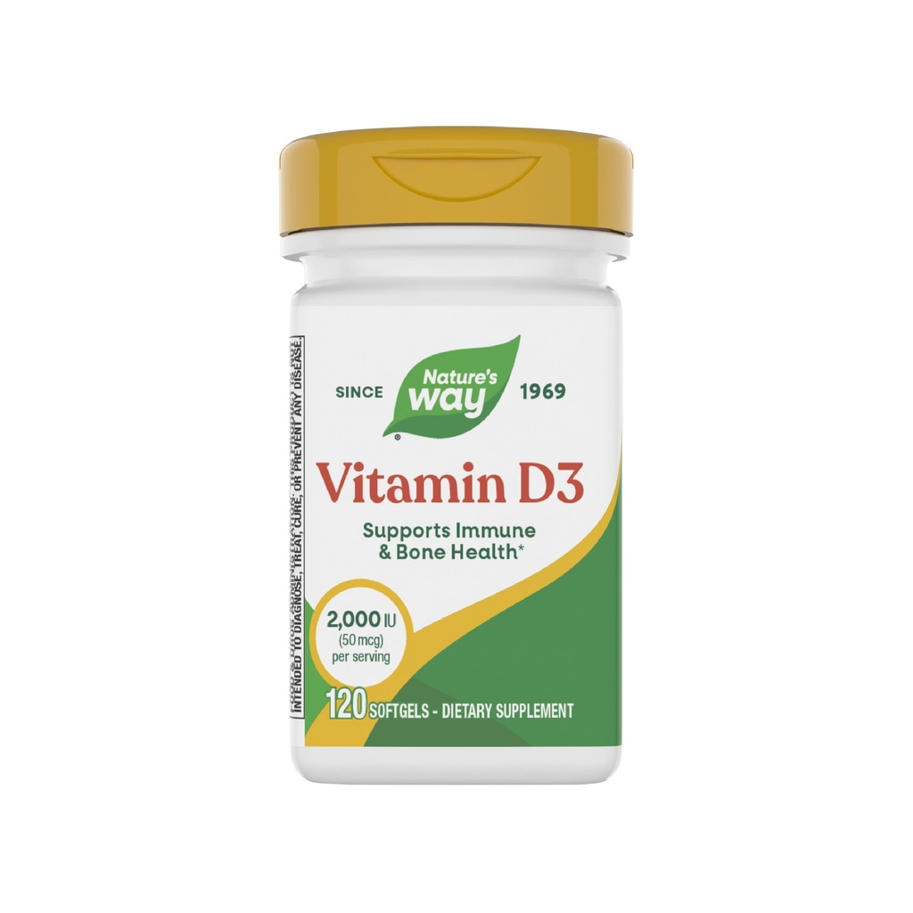Vitamina D3, Bone Health and Immune Function*, 2000 IU (50 mcg per Serving), 120 Softgels (Packaging May Vary)