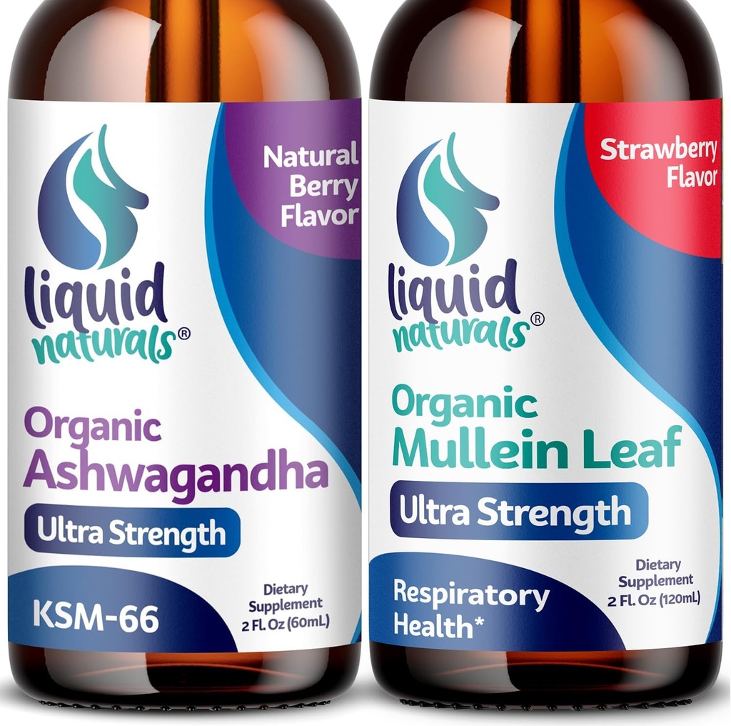 benessere LABSRX Mullein Foglie per polmoni, 2 Fl. Oz - Ashwagandha Drops 2000mg