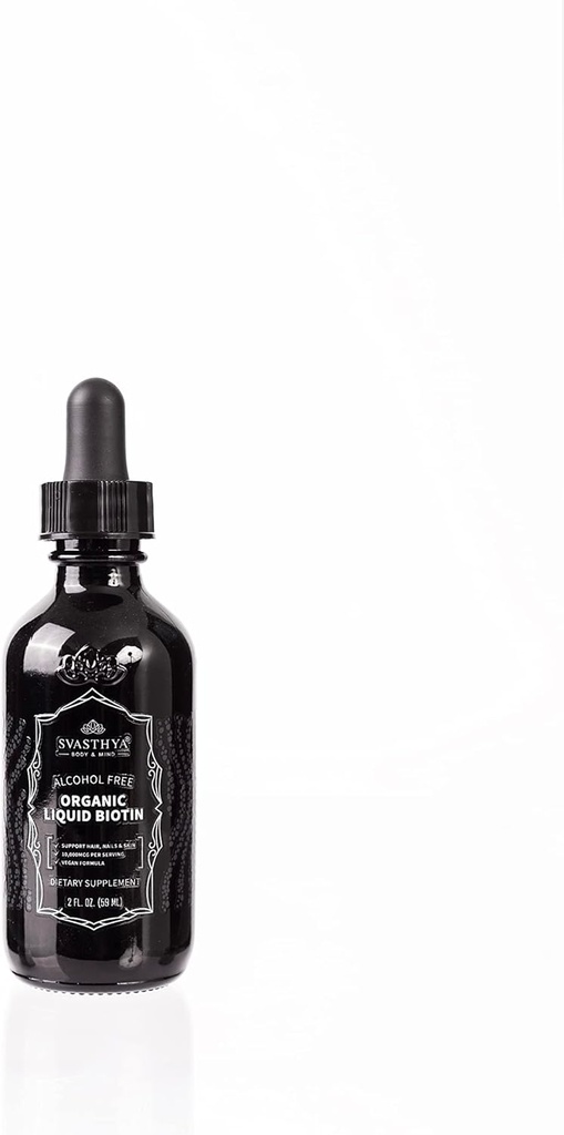 Svasthya Body & Mind Organic Liquid Biotin Gocce per una forte crescita dei capelli - Vitamina B Complex per le donne - Integratore naturale per la crescita dei capelli