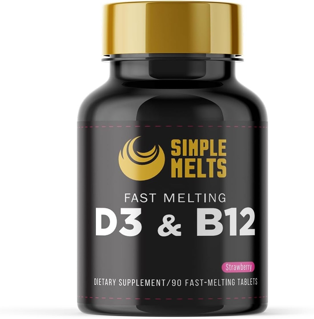 Dissolvibile Bariatrico D3 B12 | Vitamina B12 2500mcg & D3 125mcg 5000IU B 12 e D 3 Compresse | Bone, Supporto Immune | Fragola Flavor | Vegan | Zucchero-Free, Alimentazione 90-Day