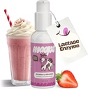 Moops Liquid Lactase Enzime Syrup 2oz – Delicious Strawberry Milkshake Flavor – 10.000 unità FCC per la rimozione rapida della lattice – Dose personalizzabile per l'intolleranza al lattosio – Portable Twist-to-Lock Pump