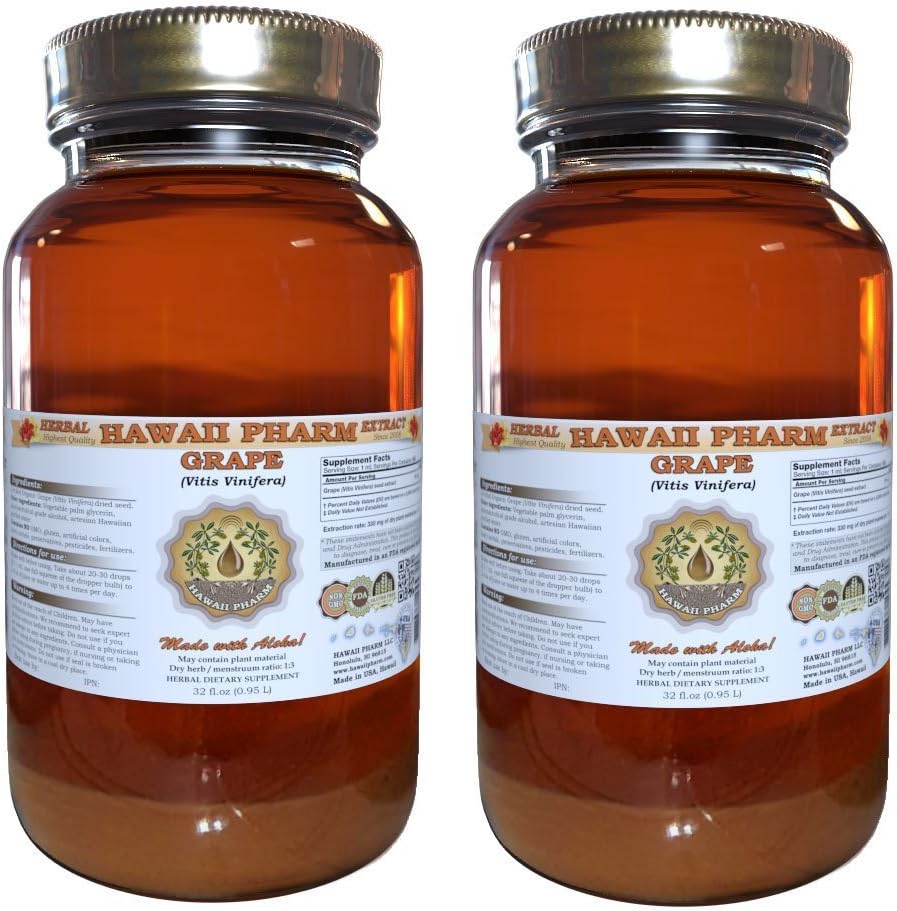 Estratto di liquido di uva (Vitis Vinifera) Seed Tincture Supplemento 2x32 oz non filtrato