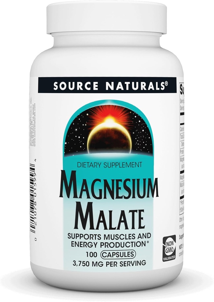 Fonte Naturals Magnesio Malato 3750 mg Per servire Magnesio essenziale Malic Acid Supplemento - 100 capsule