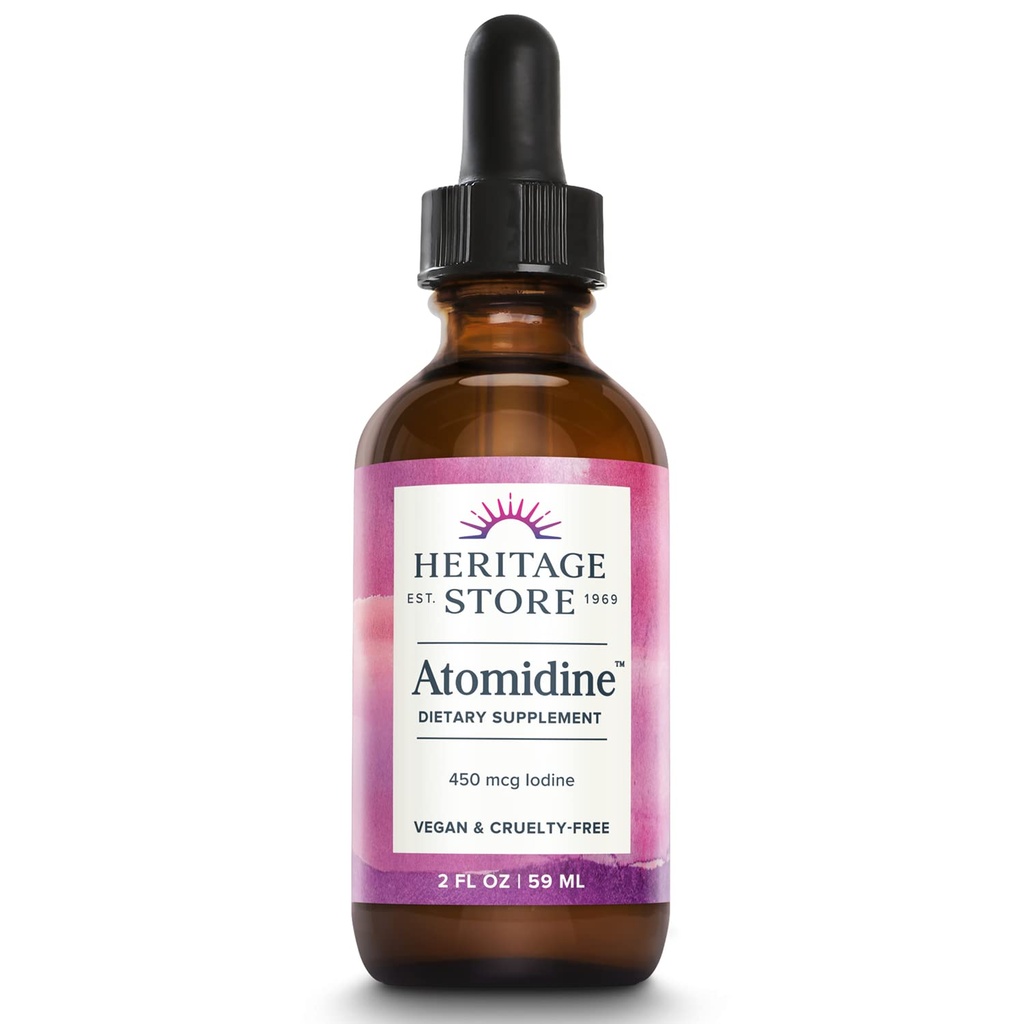 Atomidine 450mcg Gocce di iodio liquido, Supplemento di iodio ricaricato elettricamente per il supporto della tiroide sana,* Formula biodisponibile, Vegan & Cruelty Free, Approx. 960 Serve, 2 fl oz