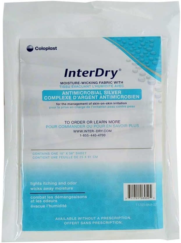 DSS Coloplast InterDry Textile con Antimicrobico Silver Complex 10" x 36" (1Each)