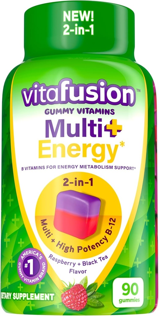 Vitafusion Multi + Energy* Vitamine gommose, Contiene vitamine B per fornire supporto al metabolismo energetico*, 90 Conte