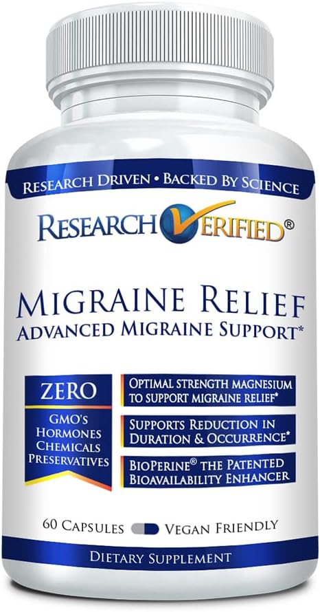 Rilievo di emicrania verificato - Supplemento a doppia azione - Ridurre la gravità e la durata, Ormoni di equilibrio - con Ginger e Ginko Biloba- 60 capsule - 60 capsule - 1 mese di fornitura