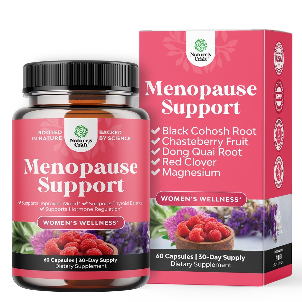 Integratore di menopausa di erbe completo per le donne - capsule di equilibrio dell'ormone femminile per le maglie di notte Flashs caldi & mood Swings con Dong Quai, Chaste Berry & Black Cohosh Root - 60 Count Pack