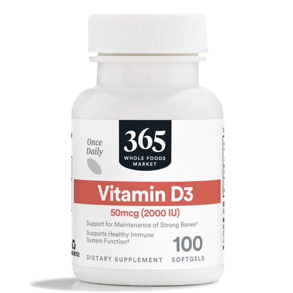 365 by Whole Foods Market, Vitamina D3 Softgels, 2000 IU, 100 CT