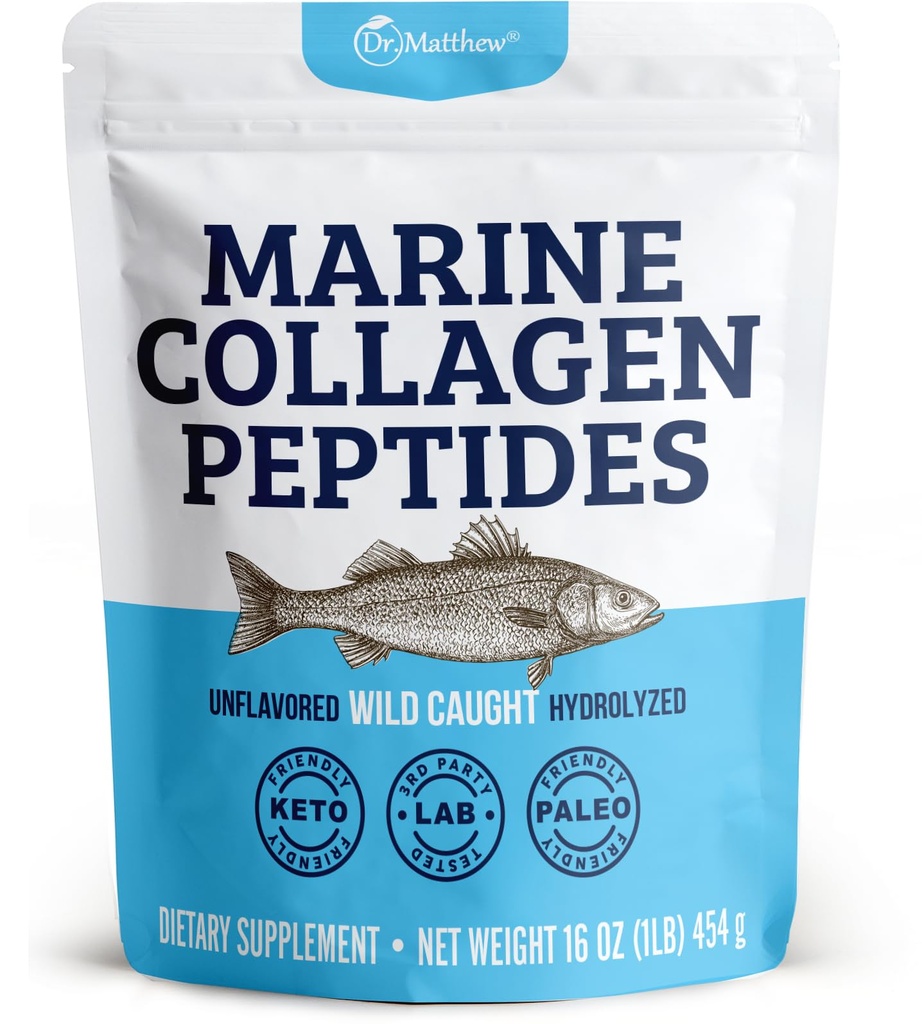 Dr. Matthew Marine Collagen Peptides polvere da idrolizzato Wild Caught Fish Protein - Hair & Beauty Supplements for Women & Men