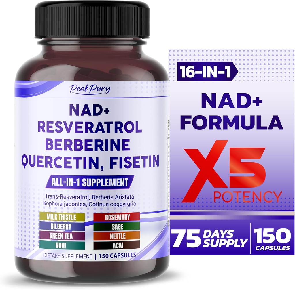 NAD+ Trans-Resveratrolo Berberine Quercetin Fisetin Milk Thistle - Made in Italy