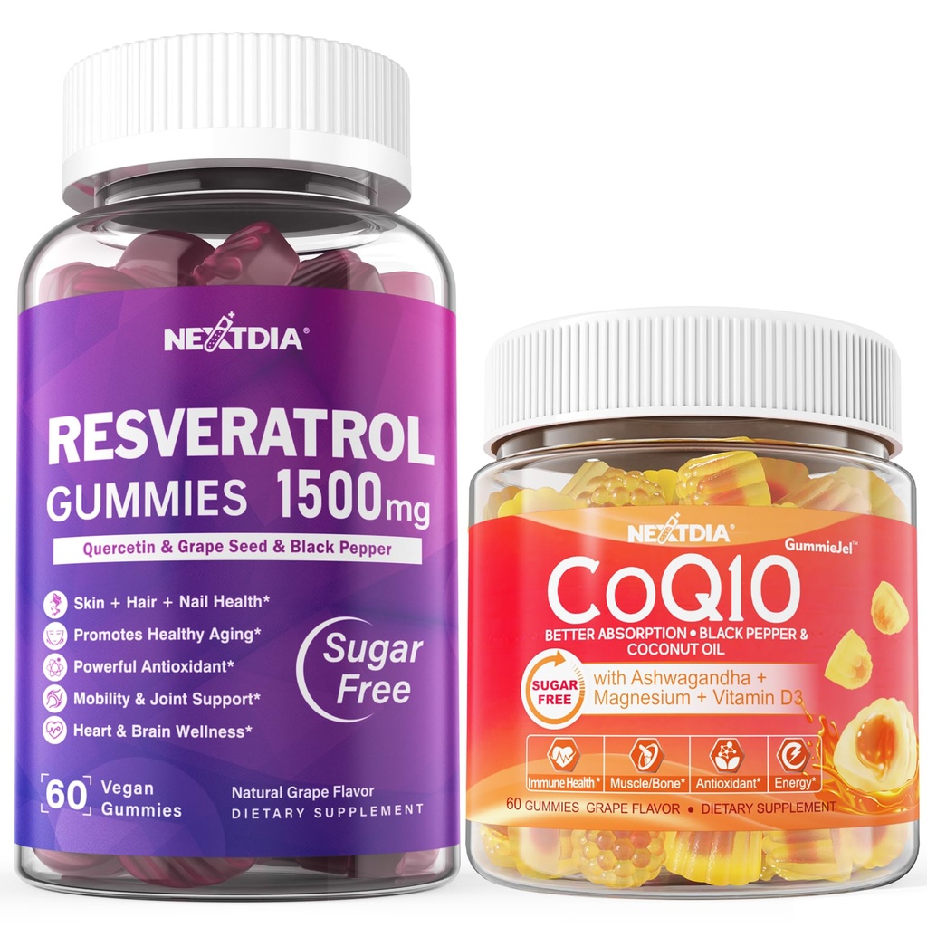 Zucchero Resveratrolo Gummies 1500mg + CoQ10 200mg 100mg Gommie riempite con Magnesio Support Affinamento sano e longevità
