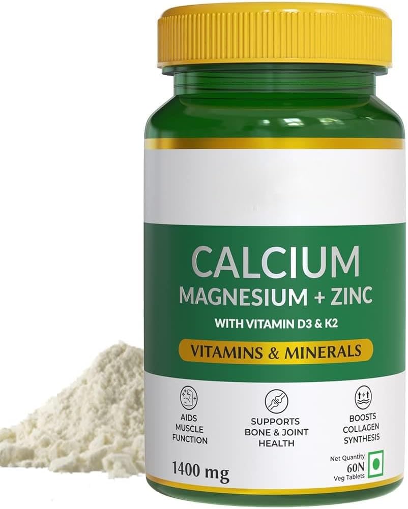 Compresse di magnesio e zinco naturale con vitamina D3 & K2 (600 IU), supplemento di calcio per le donne e gli uomini, per la salute del muscolo