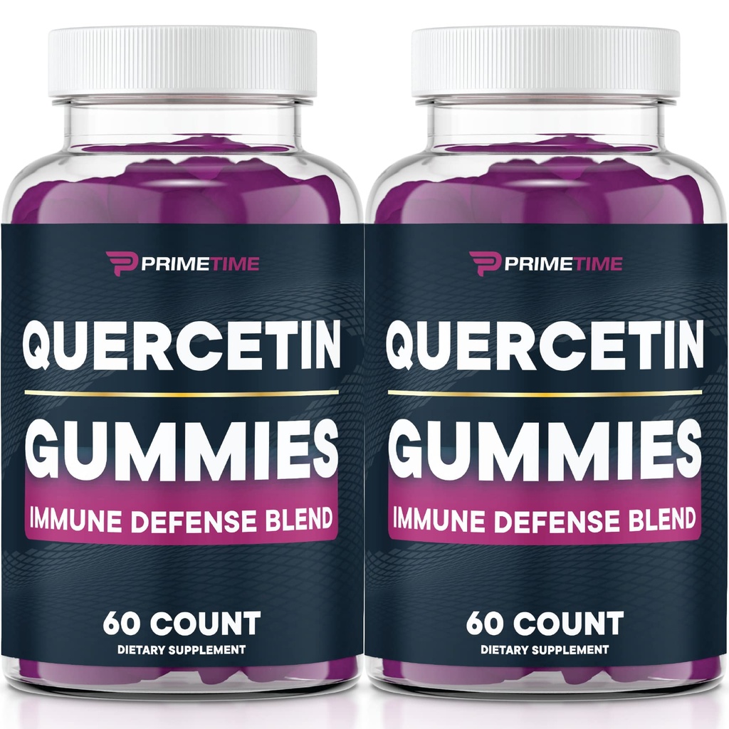 Primetime Sport Quercetin + Zinc + Vitamina C 1000mg Gummies Integratori con Elderberry, Vitamina Flavonoide per Bambini Adulti Immunità, Supporto Immune Gummy Booster Vegan (2 Pack) 60 Conte (Pack of 2)