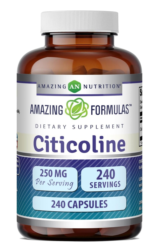 Incredibile Formulas Citicoline 250 Mg | Capsule Supplemento | Non OGM | Gluten Free | Made in USA (240 Count)