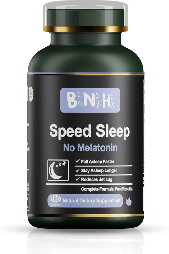 BNH Speed Sleep - Melatonin Free Formula - Antica memoria cinese - 15 Herbs - Fall & Stay Asleep Faster - Wake Refreshed & Energized - No Groggy Feeling - Relax - Calms Mind- Drug Free - 180 Count