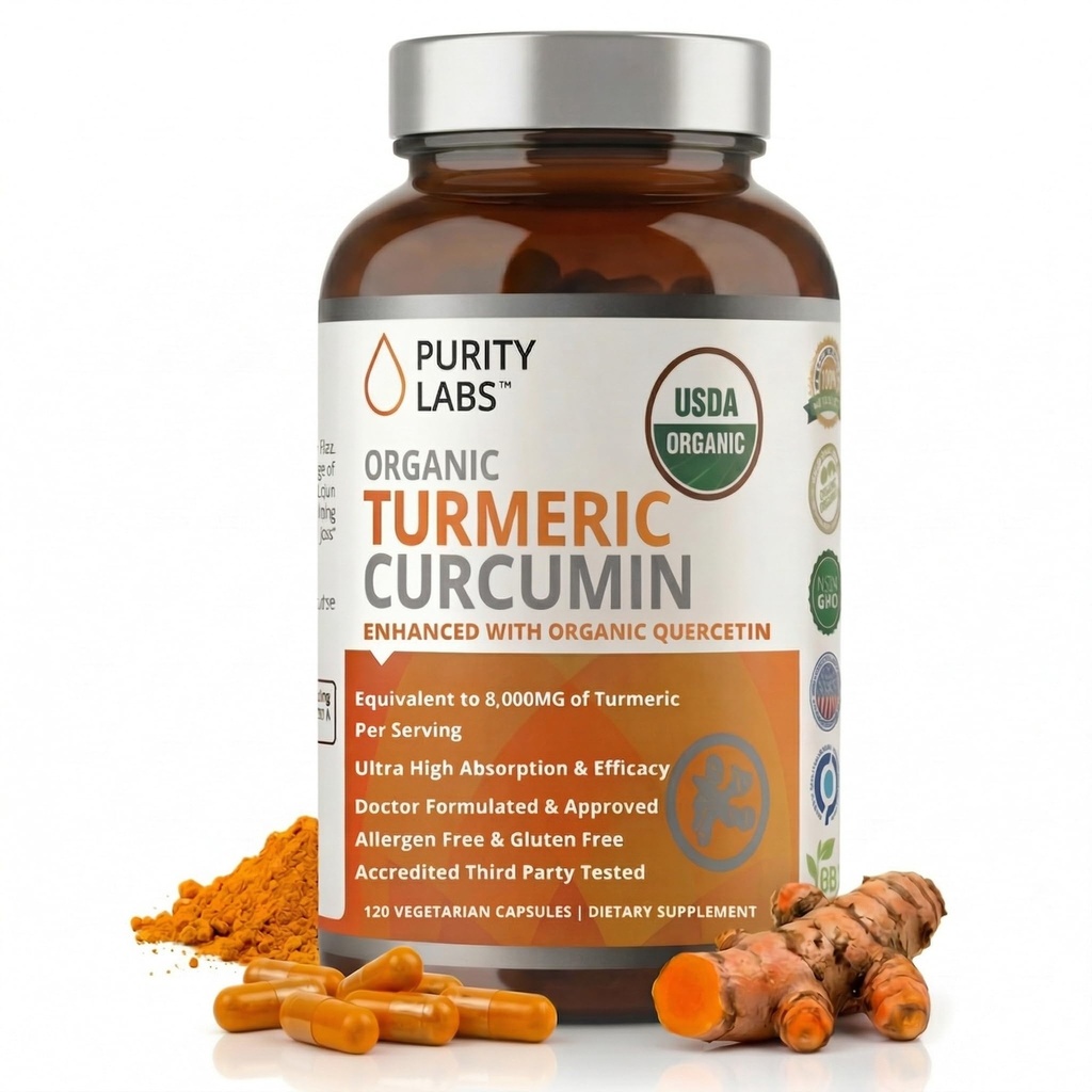 Integratore di curcumina curcuma currica biologica con Piperina 2,250 MG/Serving | 95% Curcuminoidi Integratori terici, Antiossidante Joint Pain Relief, Supporto muscolare e cervello | Non-GMO - 120 capsule