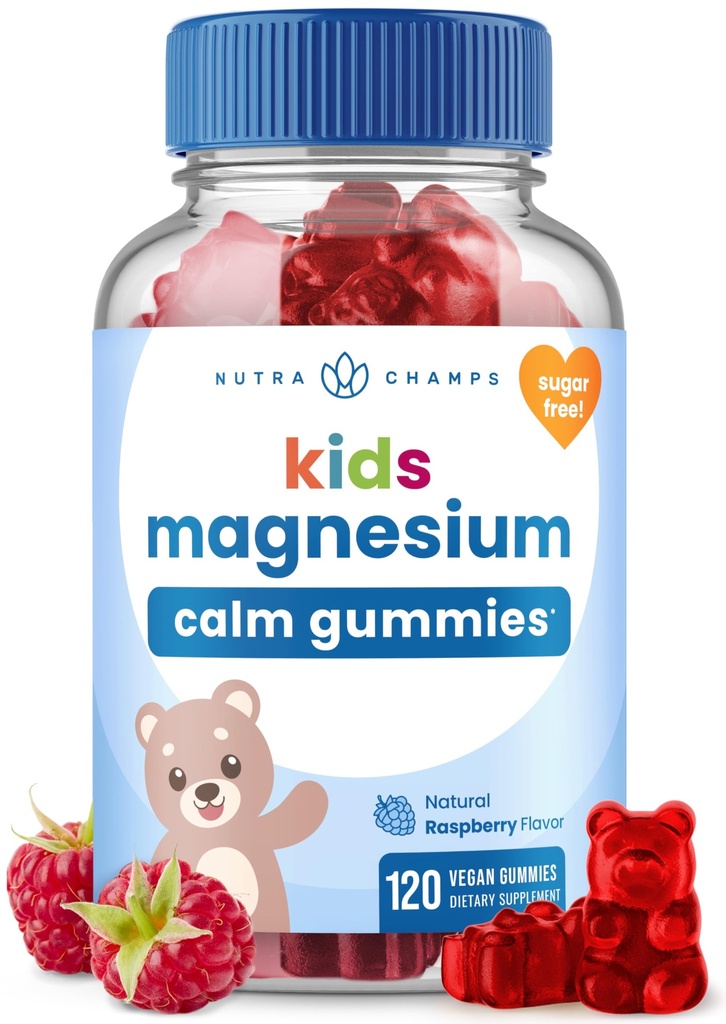 NutraChamps 120 bambini Magnesio Gummies - Zucchero Gratuito calma Magnesio Gummies per i bambini - 4 mesi di alimentazione - Supporta la salute, sonno - Magnesio Citrato per i bambini supplemento