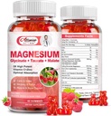 Magnesio Supplemento complesso Gummies, Magnesio senza zucchero Glycinate 500mg per adulti e bambini, con Taurate 200mg, Malate, Calcio, COQ10, Multivitaminico per il sonno, Cuore e Salute