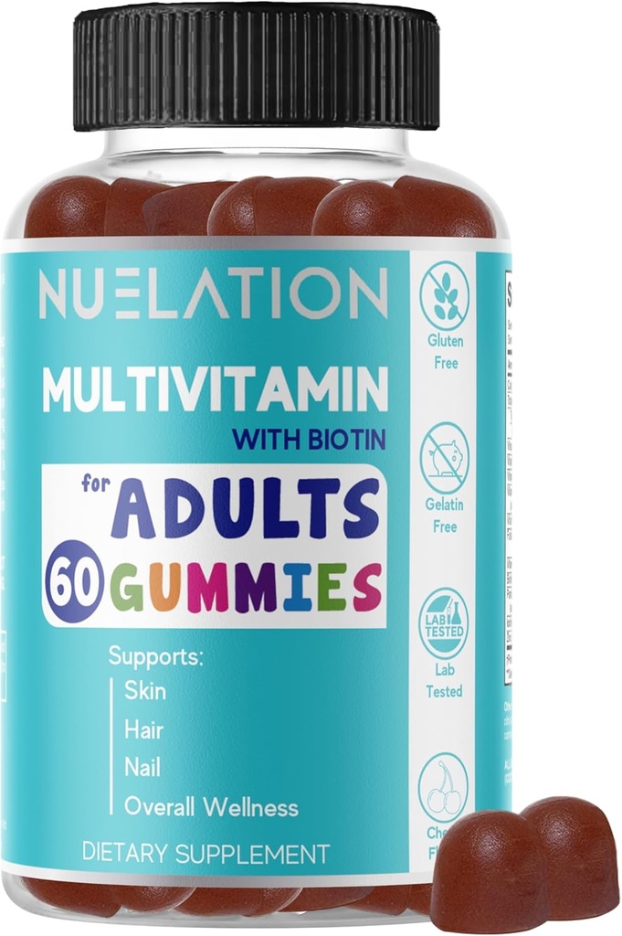 Uomini & donne Multivitaminici Gummies. Un gummy multivitaminico quotidiano ben arrotondato con Biotin 5000 mcg. Non OGM, 60 Conte, 30 Serve. Multi vitamina per gli adulti per il supporto immunitario, benessere generale