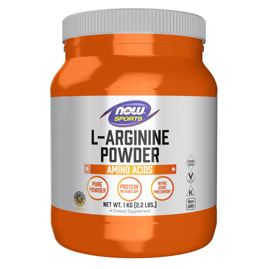 NOW Alimenti Nutrizione sportiva, Polvere di L-Arginina, Precursore di Ossido Nitrico, Aminoacidi, 2.2-Pound