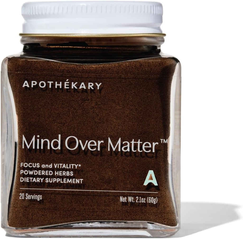 Apothékary Mind Over Matter supporto cognitivo Mushroom Powder, Memoria & Focus, Stress Relief Herbal Supplement, Sugar Free, Vegan, No Caffeine