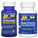 NATURAL STACKs Dopamine Brain Food + Magtech Magnesium Bundle - Chelated Magnesium Complex - Supporta la salute del cervello e l'azionamento mentale* - 150 capsule totali